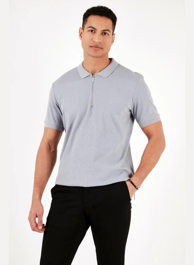 Buratti Cotton Regular Fit Zippered Polo Collar T Shirt Men's Polo Collar T-Shirt 5902738