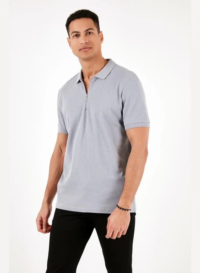 Buratti  Buratti Cotton Regular Fit Zippered Polo Collar T Shirt Men's Polo Collar T-Shirt 5902738 for Men | Best Price UAE
