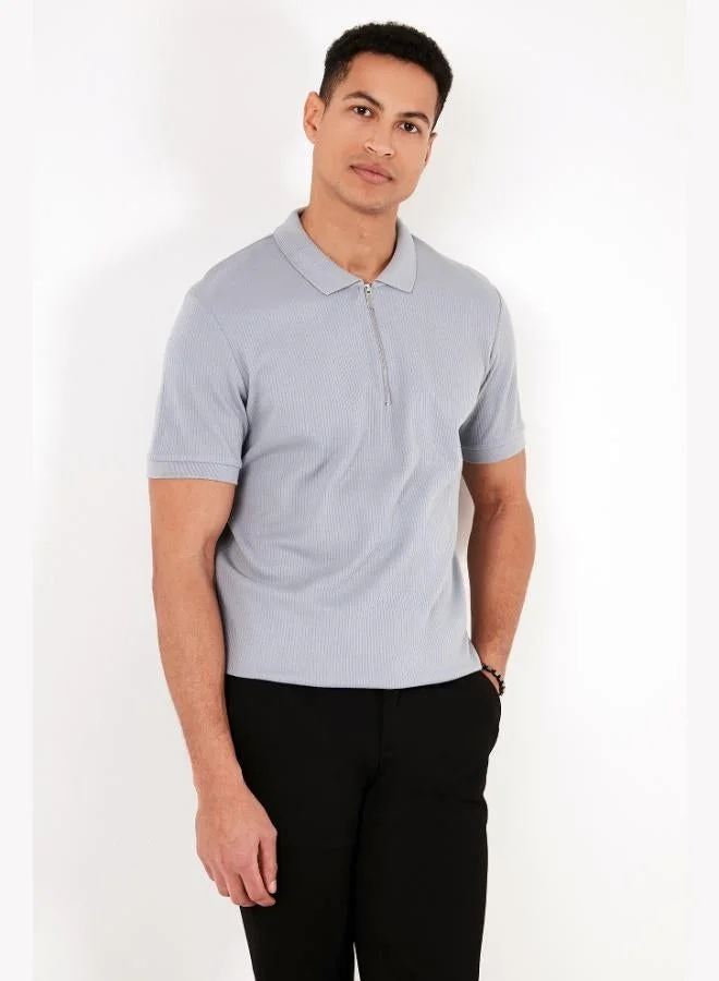 Buratti  Buratti Cotton Regular Fit Zippered Polo Collar T Shirt Men's Polo Collar T-Shirt 5902738 for Men | Best Price UAE