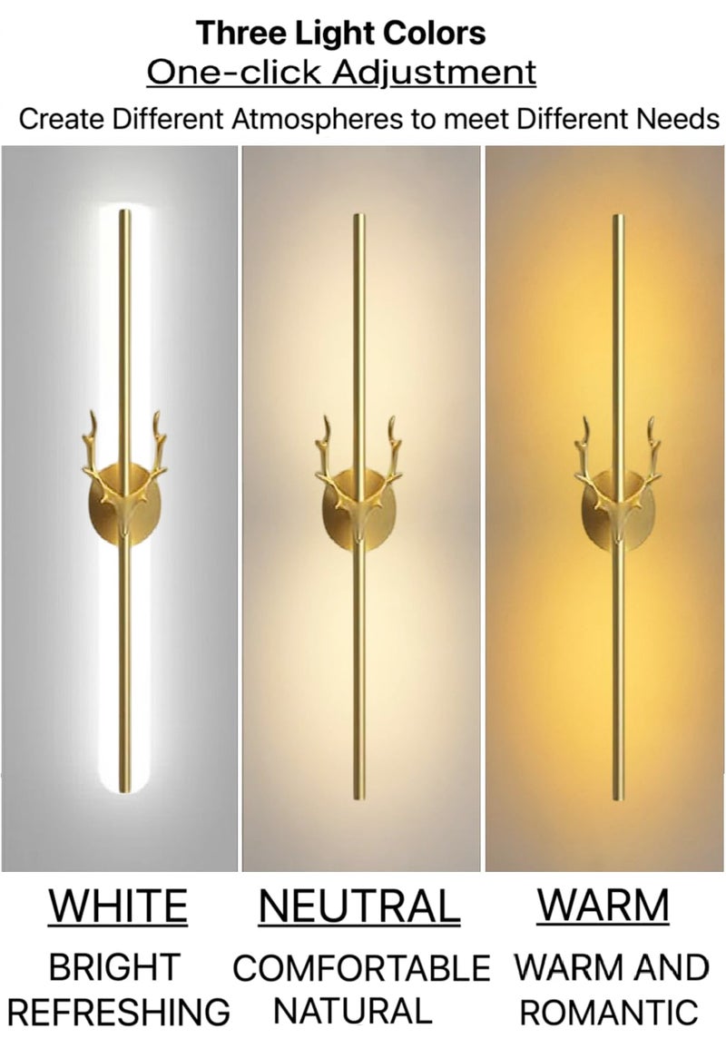 Groeien Modern LED Long Wall Sconce Gold Wall Light for Bedroom Living Room Corridor Lighting Fixtures Wall Mount (DEER-23.5 INCH, 2, Count) - Image 5