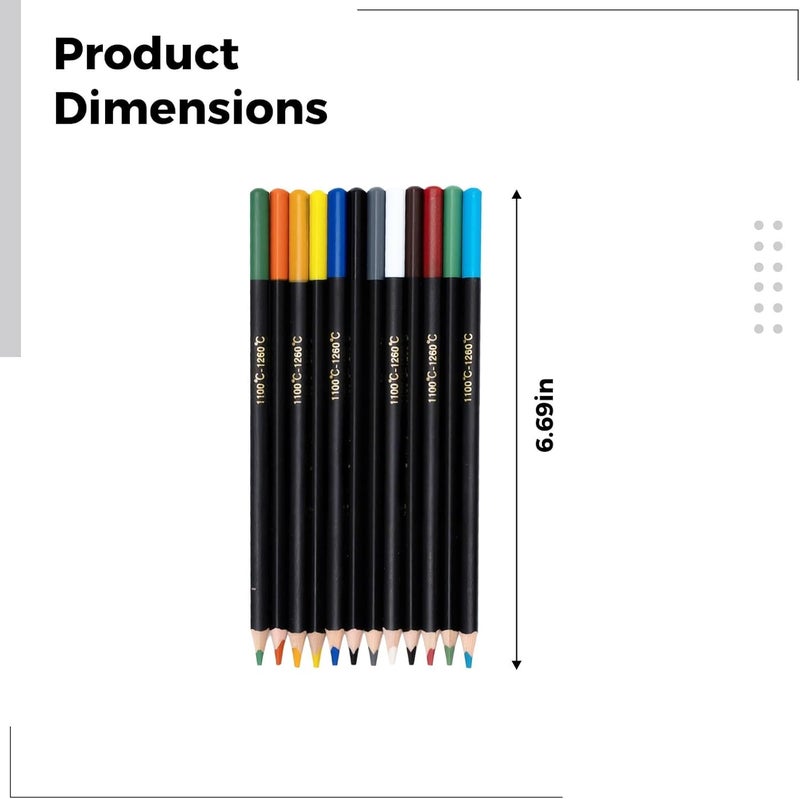 12 Pcs Ceramic Colored Pencils For Pottery, Oil-Based Underglaze, Water-Soluble Pencils, High-Temperature Firing, Vibrant Colors For Beginners & Artists - Image 2
