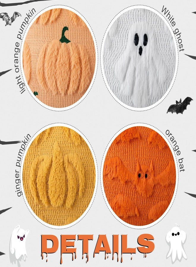 Breling 4 Pack Halloween Throw Covers 18x18 Inch Soft Plush Ghost Bat Fall Pumpkin Faux Fur Wool Couch Cushion Case for Sofa Couch Living Room Halloween Autumn Farmhouse Home Decor - Image 2
