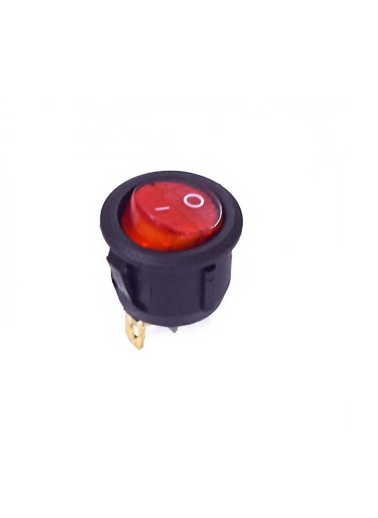 KNP - KNP KCD2 6A 250V Red On-Off Round Rocker Switch is a compact round rocker switch designed for controlling electrical devices in various applications Its red illuminated rocker makes it easy to identify the switch status even in low light conditions. - Image 1