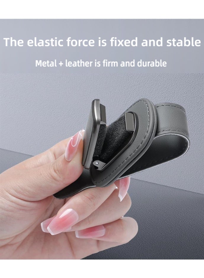 Stylish Car Sunglasses Holder- High Quality Sun Visor Clip，Eyeglasses Hanger & Ticket Organizer, Universal Auto Interior Accessory (Grey) - Image 3