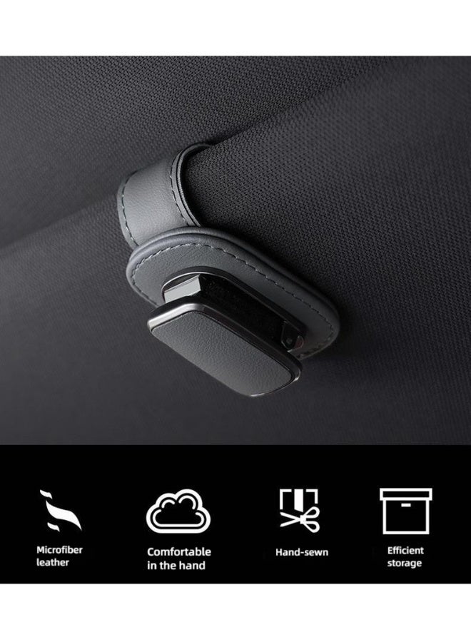 Stylish Car Sunglasses Holder- High Quality Sun Visor Clip，Eyeglasses Hanger & Ticket Organizer, Universal Auto Interior Accessory (Grey) - Image 4