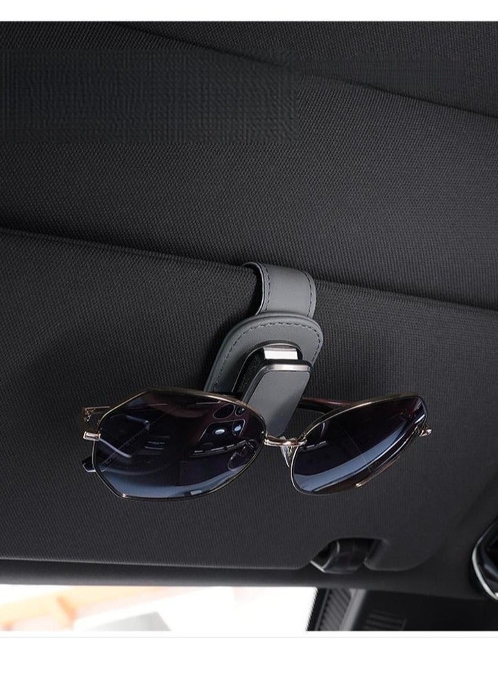 Stylish Car Sunglasses Holder- High Quality Sun Visor Clip，Eyeglasses Hanger & Ticket Organizer, Universal Auto Interior Accessory (Grey) - Image 1