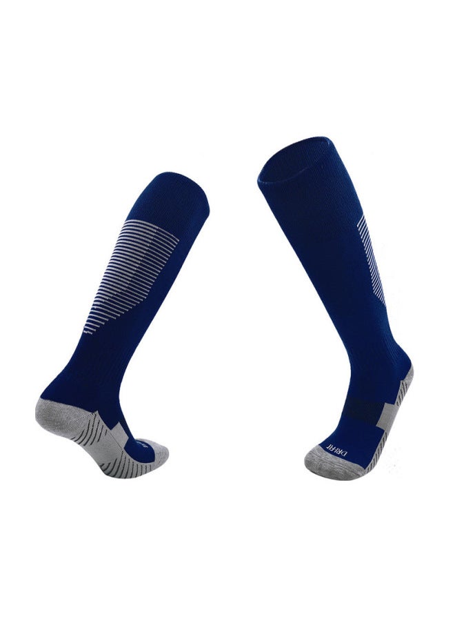c1 sapphire Blue And White Customized Football Socks For Adults And Children, Competition Towel-soled Non-slip Sweat-absorbent Sports Socks, Training Long-tube Non-slip Socks For Summer