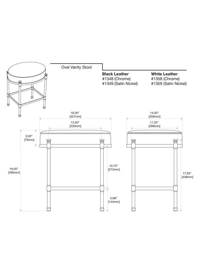 gatco 1359 Vanity Stool Oval Vanity Stool, Satin Nickel  - Image 3
