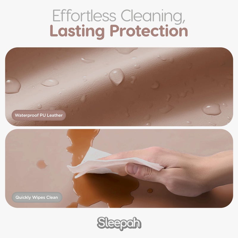 Sleepah Waterproof Diaper Changing Pad by Sleepah â€“ Vegan Leather â€“ Wipeable Foam Changing Pad for Dresser or Table with Removable, Machine-Washable Cover â€“ Standard Size Diaper Changing Pad â€“ Tan - Image 2