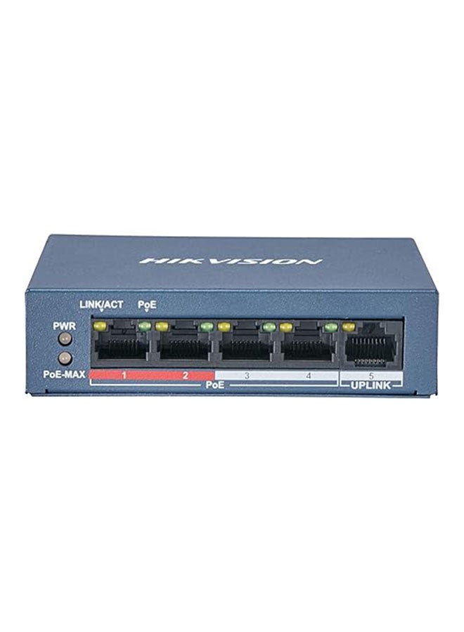 هيك فيجن محول DS-3E0105P-E/M(B)، 4 منافذ Poe بطول 100 متر ومنفذ إيثرنت بطول 100 متر، يدعم مصدر طاقة Poe ووضع التمديد، وإعادة توجيه سرعة الأسلاك وتصميم غير قابل للحظر - Image 3