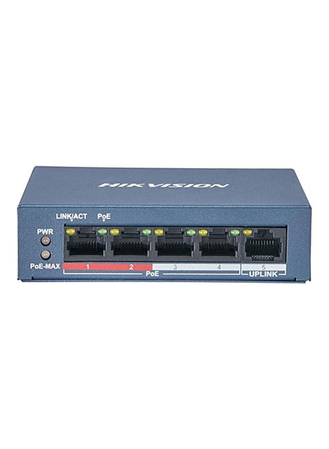 هيك فيجن محول DS-3E0105P-E/M(B)، 4 منافذ Poe بطول 100 متر ومنفذ إيثرنت بطول 100 متر، يدعم مصدر طاقة Poe ووضع التمديد، وإعادة توجيه سرعة الأسلاك وتصميم غير قابل للحظر - Image 2
