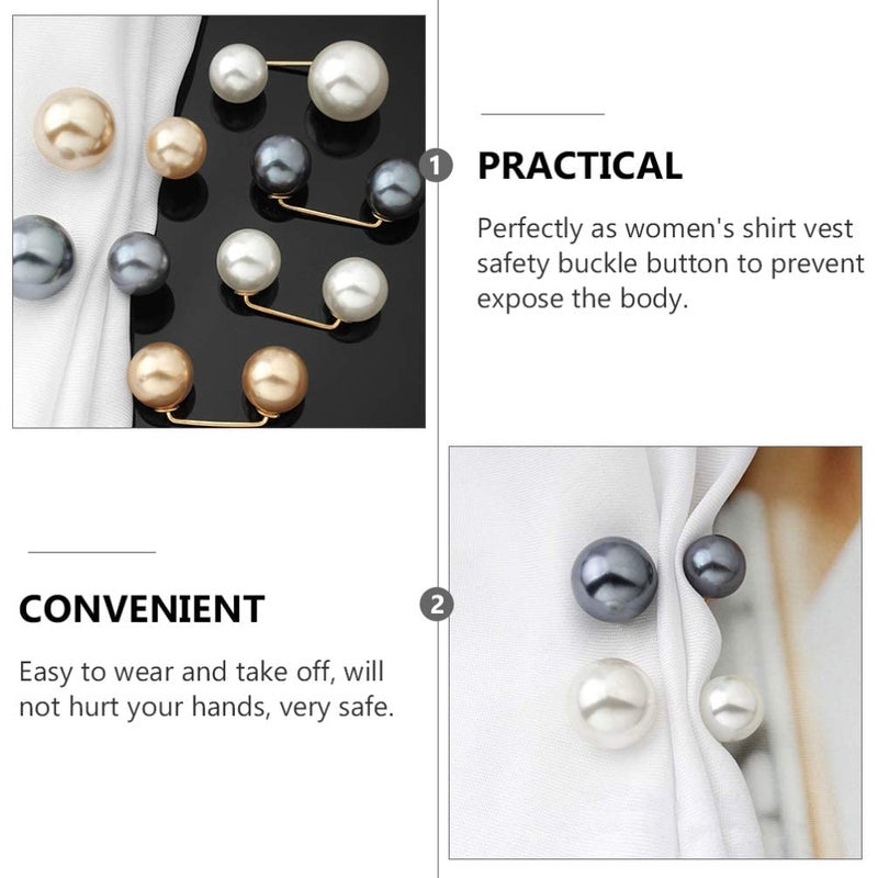 CLOSAL ® 6 PCS Pearl Brooch Safety Pins for Women Girls, Anti-Exposure Neckline Safety Jewerly Accessory Sweater Shawl Clips Gifts - Image 4