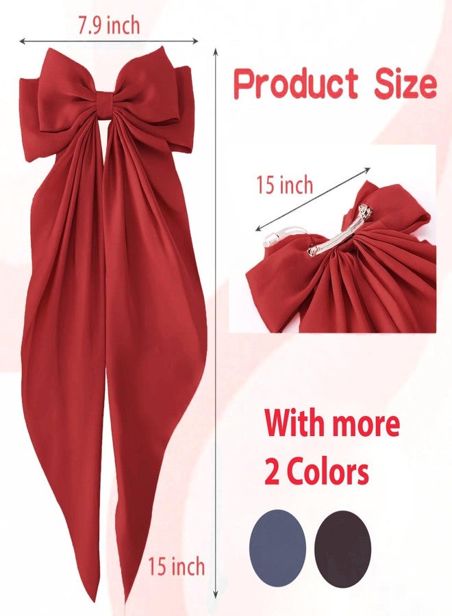 ANNACREATIONS ANNA CREATIONS 3 Pcs Fashion Hair Bows for Women Bows for hair Silk Satin Hair Ribbons Bow Hairclip for Women Cute Hair Clip for Girls Large Vintage Hair Hair Accessories Big Ribbon Bow Clip - Image 5