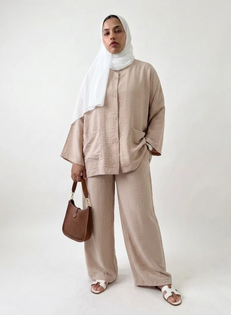 Bond Beige Bali Crespo Linen Co-Ord Set