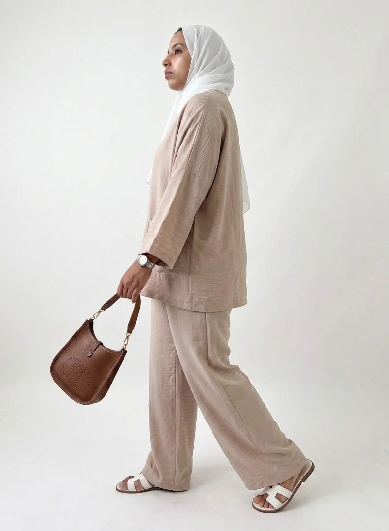 Bond Beige Beige Bali Crespo Linen Co-Ord Set for Women | Best Price UAE