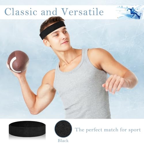 PEASUG 4 Pack Headbands for Men, Sweat Bands Headbands Men & Women, Cotton Terry Sweat Bands for Tennis, Basketball, Running, Gym, Working Out (Black) - Image 4