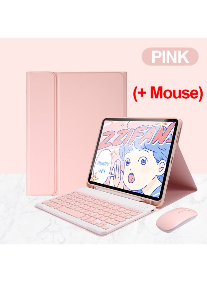 Batch 2022 Pro11 Touch Bluetooth Keyboard 10.2 Protective Case Tablet 9.7Air5 10.9-Color:Pink + Ordinary Keyboard + Charging Mouse-Applicable Model:2021/2020/2018 Pro11 Inch Universal