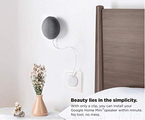 Mount Plus SB-58W Wall Ceiling Cabinet Mount Holder Stand Clip Make for Google Nest Home Mini Gen 1, Gen 2, Round Speaker Accessories (1 Pack White) - Image 3