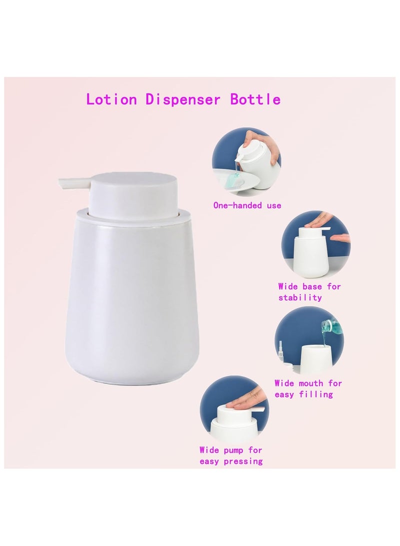 NANAO Ceramic Soap Dispenser with Easy-Press Pump - 14 oz White Liquid Dispenser for Bathroom and Kitchen - Hand Lotion, Shampoo Holder - Image 5