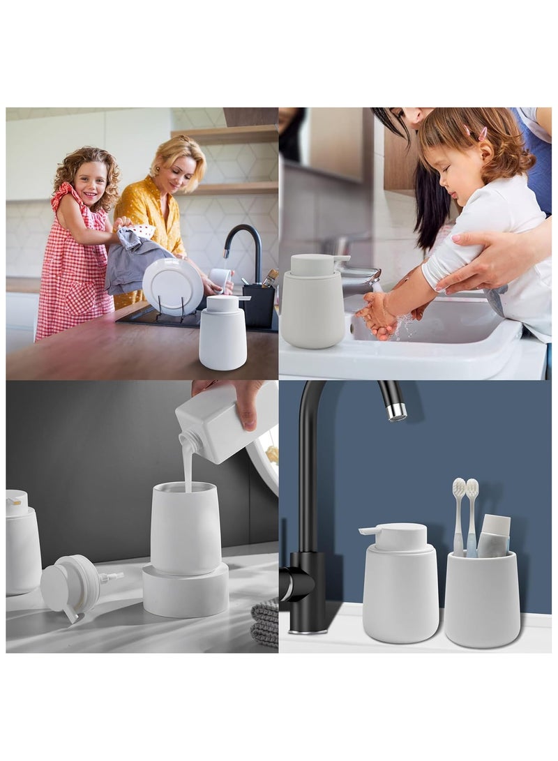NANAO Ceramic Soap Dispenser with Easy-Press Pump - 14 oz White Liquid Dispenser for Bathroom and Kitchen - Hand Lotion, Shampoo Holder - Image 3