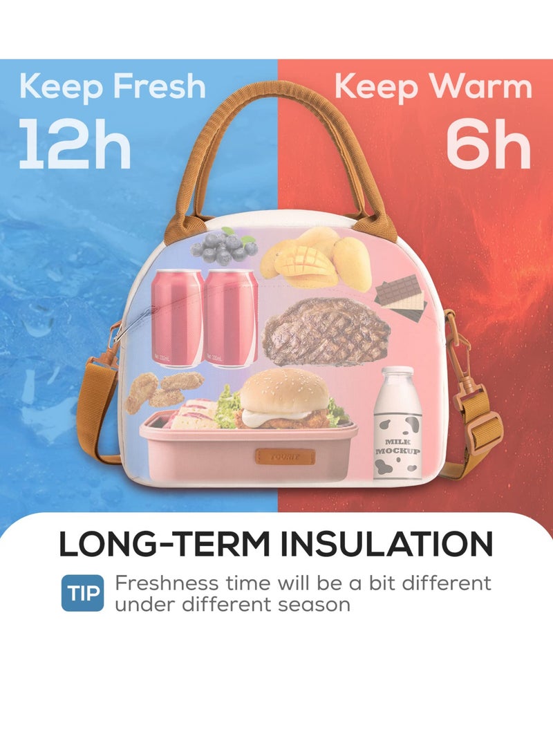 Excefore Stylish and Spacious Lunch Bag Set, Perfect for Work, School, Picnics, and Travel - Includes Utensils and Insulated Tote Bag, Beige - Image 5
