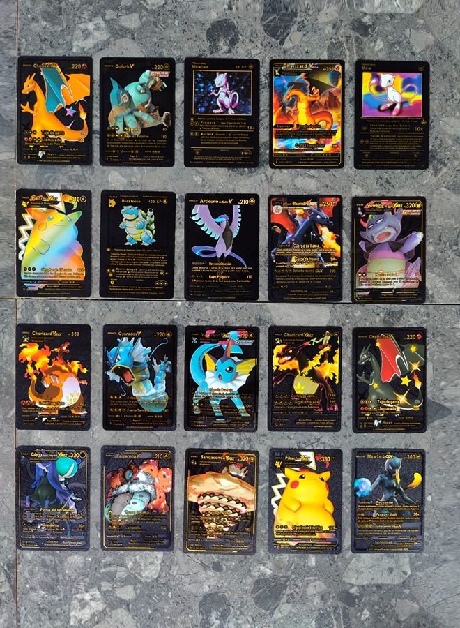 fashionhome 55 Pieces Black Pokemon Cards Golden Foil Set Including Vmax Rares V Series GX EX Rares Charizard Common Cards - Image 4