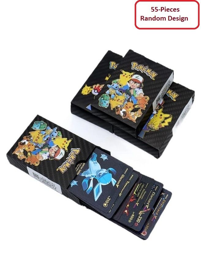 fashionhome 55 Pieces Black Pokemon Cards Golden Foil Set Including Vmax Rares V Series GX EX Rares Charizard Common Cards - Image 2