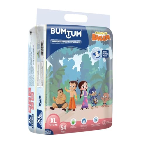 Bumtum Chota Bheem XL Baby Diaper Pants, 54 Count, Leakage Protection Infused With Aloe Vera, Cottony Soft High Absorb Technology (Pack of 1) - Image 2