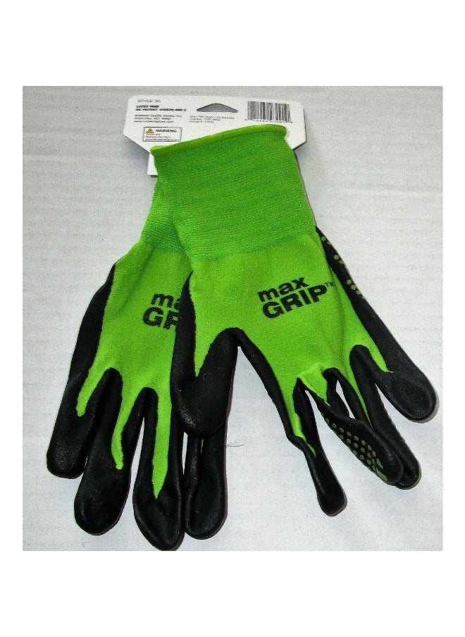 Midwest - Pair of Max Grip Heavy-Duty Nitrile Dot Gardening Gloves Black and Green S/M 9018642 - Image 1