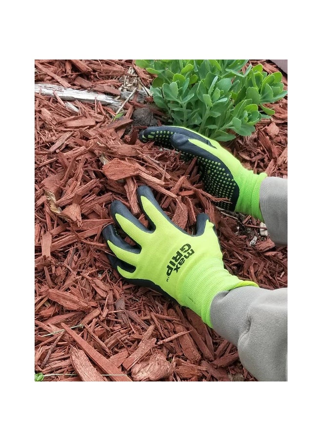 Midwest - Pair of Max Grip Heavy-Duty Nitrile Dot Gardening Gloves Black and Green S/M 9018642 - Image 1