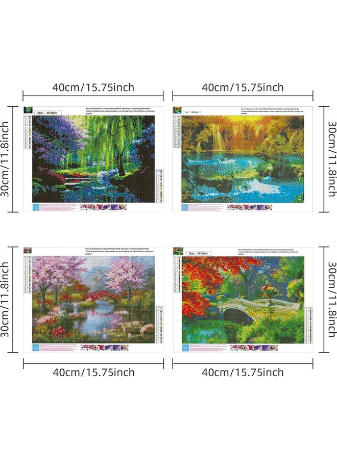 XiuWoo 4-Piece 5D Diamond Art Crystal Embroidery Painting Kit Multicolour - Image 2