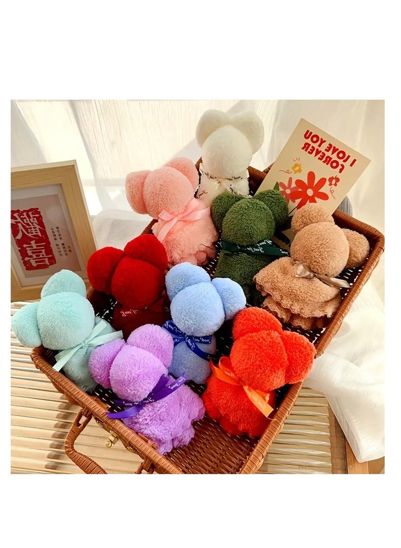 20pcs Thick Coral Fleece Bear Towels - Soft Polyester, Decorative Hand Towels in Assorted Colors with "You Had Me at Hello" - Image 1