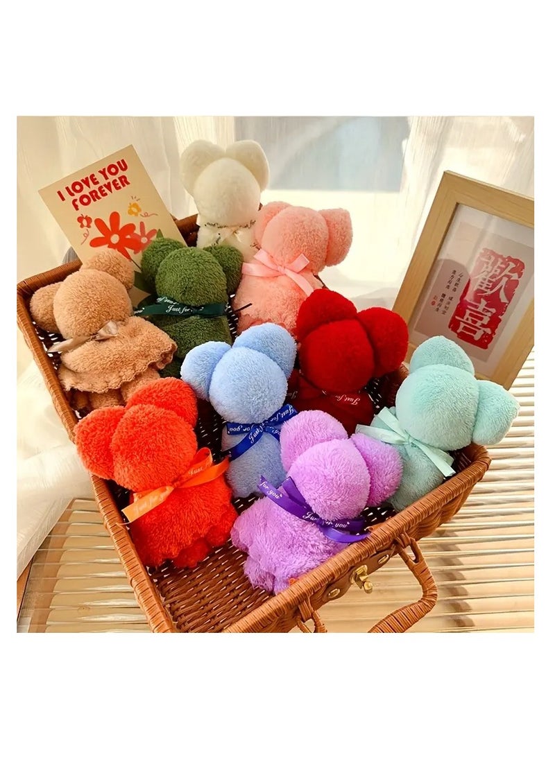 20pcs Thick Coral Fleece Bear Towels - Soft Polyester, Decorative Hand Towels in Assorted Colors with "You Had Me at Hello" - Image 2