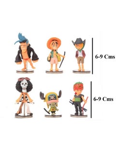 Trunkin Trunkin One Piece Manga Set of 6 Luffy Sanji Chopper Zoro Characters with Stand Action Figures Figurines Cute Small Toy Set, Rubber  - Image 2