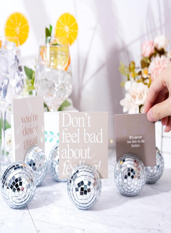 Engrowtic 12 Pcs Disco Ball Table Number Card Holders Silver Place Card Holder for Photo Name Stands Disco Centerpiece Decor for Wedding Party Birthday Table Number, 2 Inch - Image 3