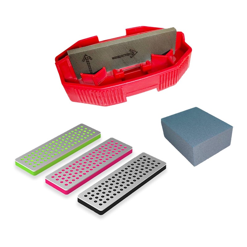 IGOSKI Snowboard Ski Edge Bevel Tuning ski wax kitï¼Œsnowboard toolï¼Œski edge sharpener tuner Side Ski Angle Tool & Diamonds & Gummi Stone (Tool+Diamonds + Gummi Stone) (Red) - Image 1