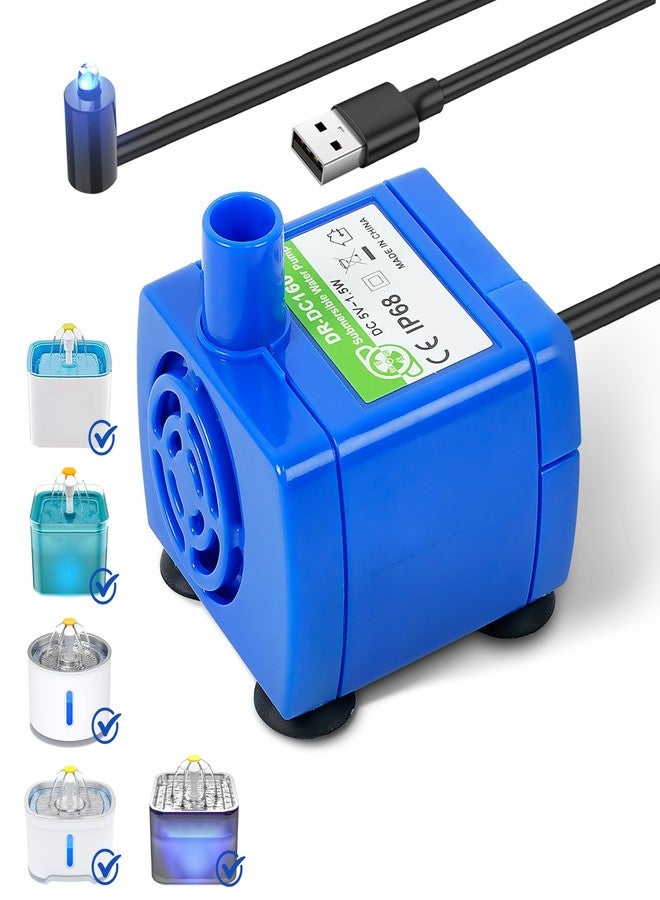 Baofum IP68 DR-DC160 submersible water pump Cat Water Fountain Pump for Tritone Ceramic, Stainless Steel, Round Flower Cap Cat Fountains, Automatic Pet Water Dispenser Replacement Pump (With LED) - Image 1