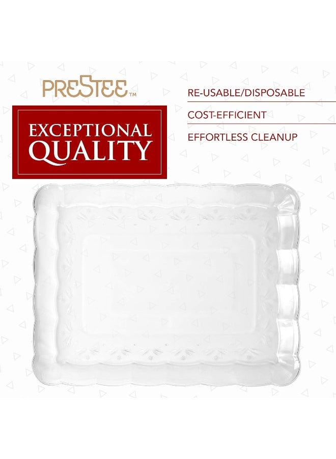 Prestee صواني تقديم بلاستيكية – صواني تقديم | 12 عبوة، 9"X13" | صواني وحاويات حفلات قابلة للتصرف مستطيلة | صواني تقديم شفافة قابلة للتصرف للحفلات | صواني وحاويات تقديم للحفلات - Image 2