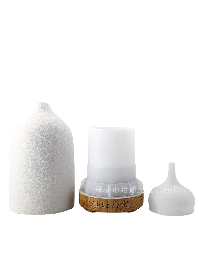 Bluejw （White）250Ml Wood Grain Ceramic Short Spout Humidifier Seven Colours White And Black Ceramic Aromatherapy Machine Ultrasonic Essential Oil Diffuser  - Image 2