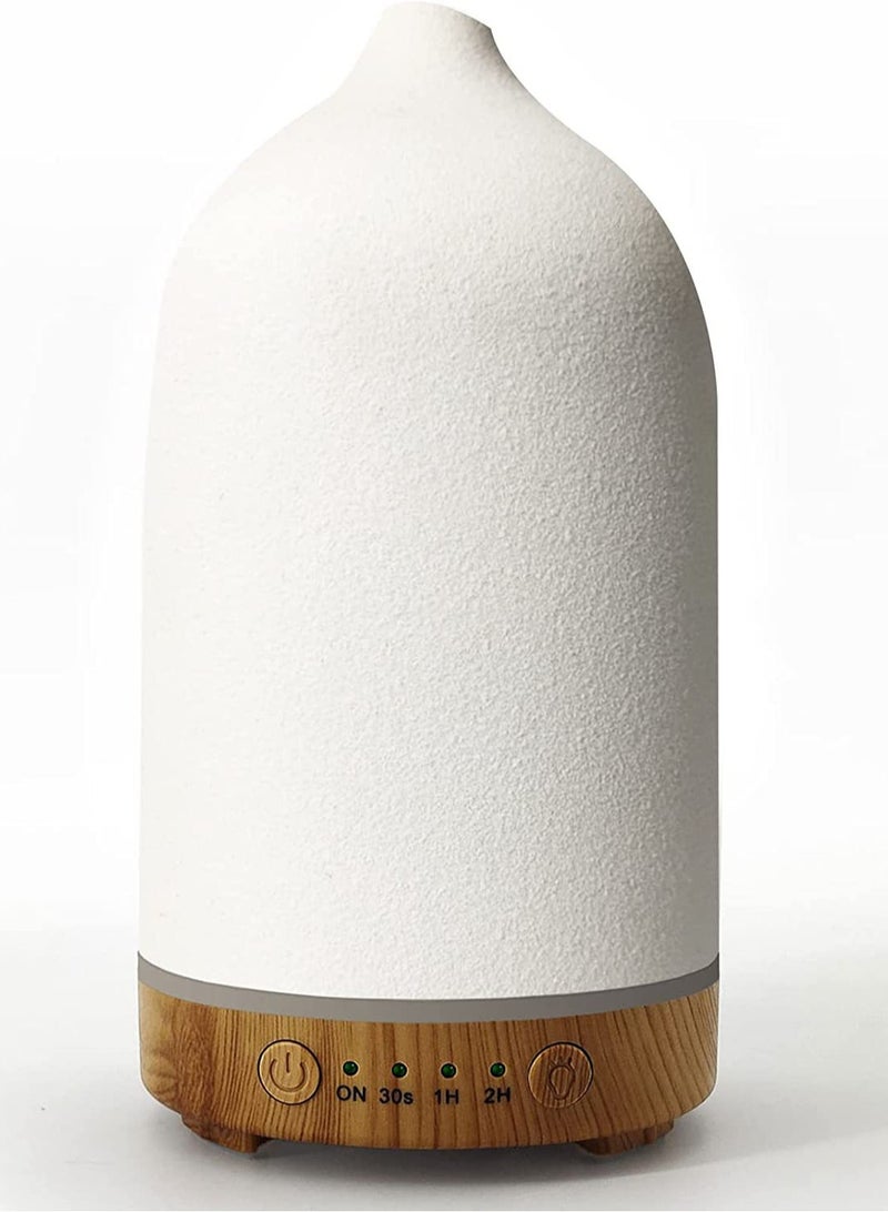 Bluejw （White）250Ml Wood Grain Ceramic Short Spout Humidifier Seven Colours White And Black Ceramic Aromatherapy Machine Ultrasonic Essential Oil Diffuser  - Image 3