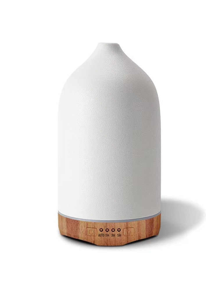 Bluejw （White）250Ml Wood Grain Ceramic Short Spout Humidifier Seven Colours White And Black Ceramic Aromatherapy Machine Ultrasonic Essential Oil Diffuser - Image 2