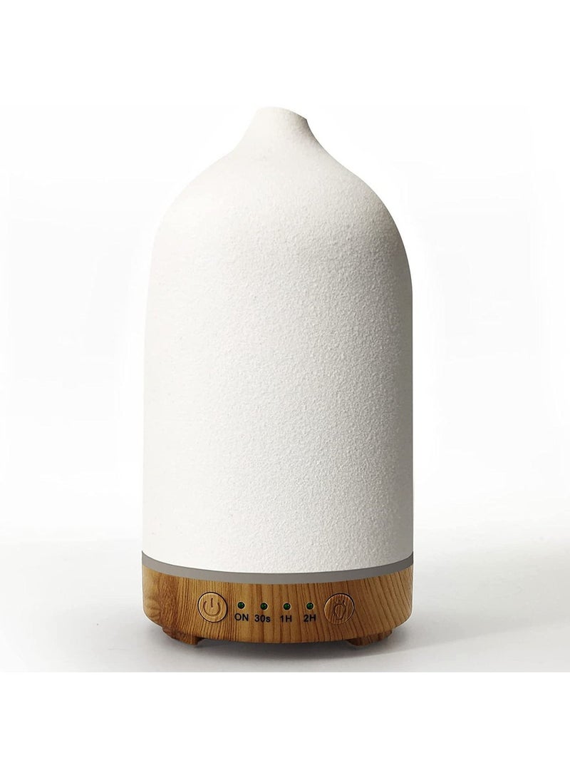 Bluejw （White）250Ml Wood Grain Ceramic Short Spout Humidifier Seven Colours White And Black Ceramic Aromatherapy Machine Ultrasonic Essential Oil Diffuser - Image 1