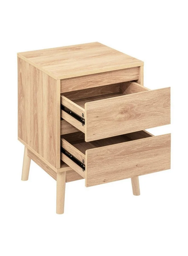 Five Simply Smart Abana Natural Oak Effect 2-Drawer Bedside Table Brown 56 x 40 x 40 cm 193544