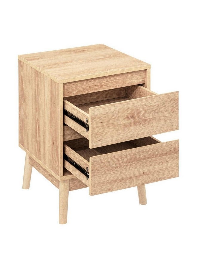Five Simply Smart Abana Natural Oak Effect 2-Drawer Bedside Table Brown 56 x 40 x 40 cm 193544 - Image 2