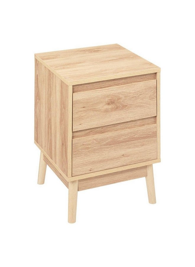Five Simply Smart Abana Natural Oak Effect 2-Drawer Bedside Table Brown 56 x 40 x 40 cm 193544 - Image 1