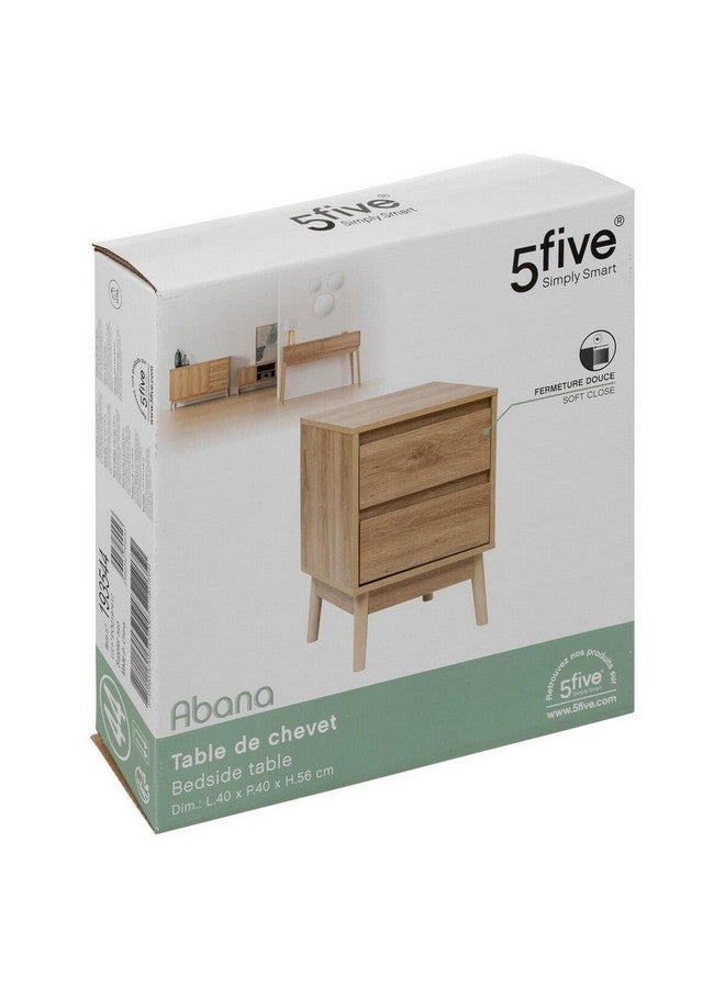 Five Simply Smart Abana Natural Oak Effect 2-Drawer Bedside Table Brown 56 x 40 x 40 cm 193544 - Image 3