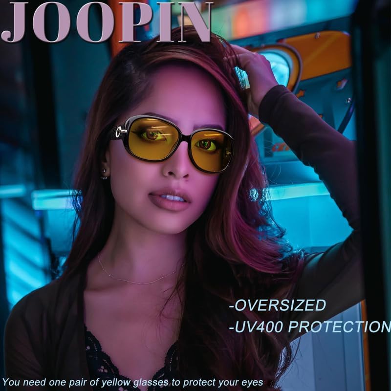 Joopin Big Womens Sunglasses Polarized Trendy Sun Glasses Large Rectangle UV Protection Rhinestone Sunnies - Image 2