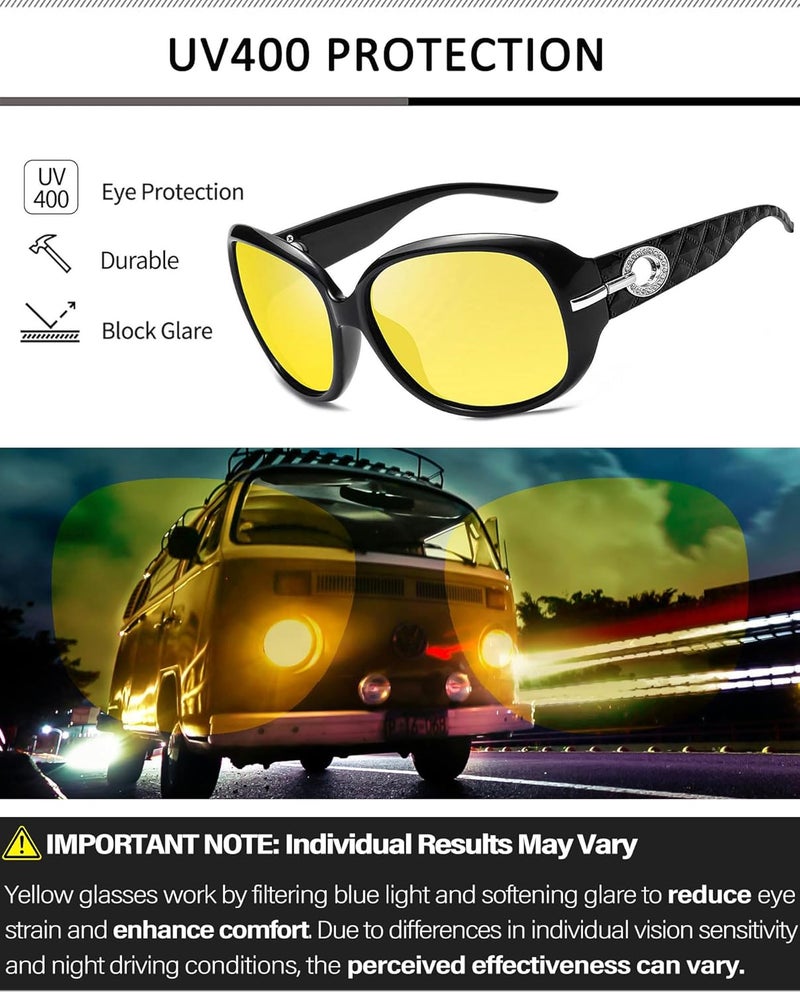 Joopin Big Womens Sunglasses Polarized Trendy Sun Glasses Large Rectangle UV Protection Rhinestone Sunnies - Image 4