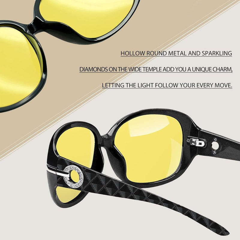 Joopin Big Womens Sunglasses Polarized Trendy Sun Glasses Large Rectangle UV Protection Rhinestone Sunnies - Image 5