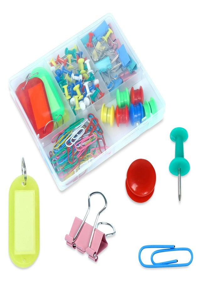 GLUN® Papers Binder Clips Box Set, Multi 5 in 1 Types of Binder Clips with Carry Box Stationery Binding Supplies for Loose Papers, Files, DIY, Office and School Use - Image 1